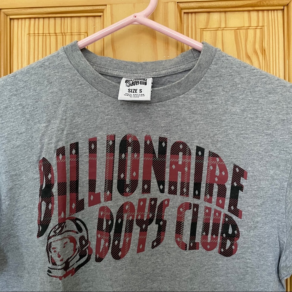 Billionaire Boys Club S Red Plaid Logo Crew Neck